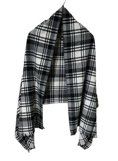 Buy Plaid Check/Carreau/Stripe Pattern Winter Scarf/Shawl/Wrap/Keffiyeh/Headscarf/Blanket For Men & Women - XLarge Size 75x200cm - P03 Black in Egypt