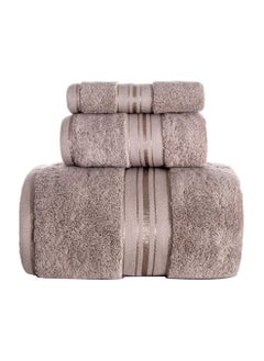 اشتري Luxury Bath Towels Set 3 Pack, Towel Set 100% Cotton (1 Large Bath Towel, 1 Hand Towel, 1 Washcloth) Ultra Soft and Highly Absorbent, for Bathroom, Hotel, Spa, Beach and Gym-Brown في السعودية