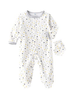 اشتري Newborn Boy's Sleep Suit with Mittens, Soft and Comfortable Sleepwear for Baby Boys في الامارات