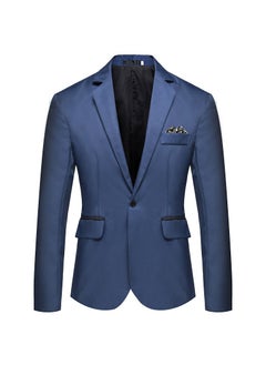 اشتري Foreign Trade Amazon New Mens Slim-fit Single-breasted Suit Youth Fashion Casual Wedding Banquet Dress Jacket Royal Blue في الامارات