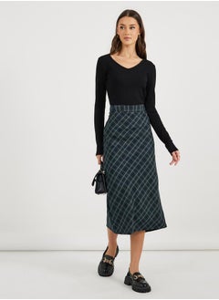 Buy Plaid Flannel Midi A Line Skirt in Saudi Arabia