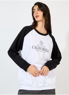 Buy Oversized Longline Slogan Print Sweatshirt in Saudi Arabia