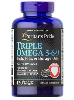 Buy Triple Omega 3-6-9 Fish, Flax & Borage Oils 120 Softgels in Egypt