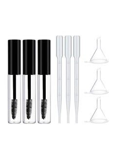 Buy Black Fiber Lash Extension Mascara 3ml Empty Tube Wand Eyelash Cream Container Bottle with 3 Funnels Transfer Pipettes in UAE