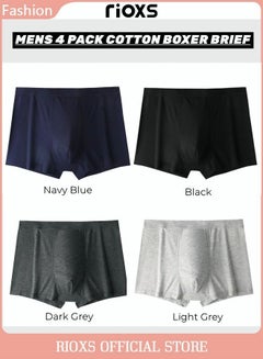 Buy Men's 4 Pack Cotton Boxer Brief Sets Breathable Underwear Soft Stretch Boxer Shorts in Saudi Arabia