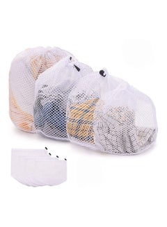 Buy 4PCS Mesh Laundry Bags Laundry Net Bag Drawstring Reusable Durable Washing Net Bag for Clothes Underwear Delicates Socks Baby Clothes Bra Shoes Knitted Garments in UAE