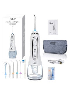 Buy Flosser Cordless Oral Irrigator Portable Rechargeable Dental Flossers 5 Modes -300ML (White) in Saudi Arabia