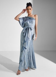 Buy One Shoulder Printed Tiered Dress in UAE