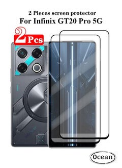 Buy 2 PCS Screen Protector for Infinix GT20 Pro 5G, Full Cover HD Tempered Glass Film, 9H Tempered Glass Shatterproof Anti-Scratch Screen Protective Film, Suitable for Infinix GT20 Pro 5G, Black/Clear in Saudi Arabia