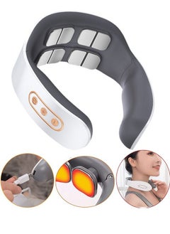 اشتري Smart Neck Massager with Heat, Cordless Massage for Neck, Electric Pulse Massager for Pain Relief with 8 heads 9 Levels, Lightweight for Office, Home, Travel في السعودية