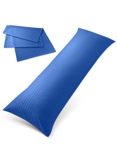 اشتري Hotel Linen Klub Long Body 1Pc Stripe Pillowcase - 100% Microfiber  with envelope closure, Soft and Durable Quality, Size : 45 x 125cm , Royal Blue في الامارات