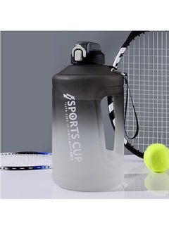 Buy Sports Water Bottle 3.8L Gym Water Bottle Large Drinking Water Bottle Motivational Water Bottle Leakproof Big Water Jug with Handle & Removable Straw for Gym Fitness Workouts (Black) in Saudi Arabia