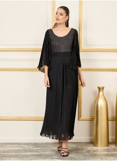 Buy Sequin Detail Pleated A-Line Maxi Dress in Saudi Arabia