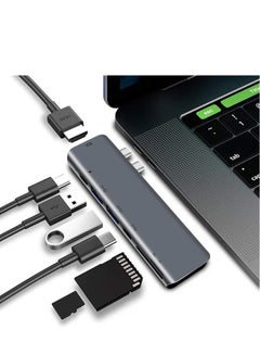 اشتري موزع USB C مزدوج مع Thunderbolt 3 PD+نقل البيانات+مخرج فيديو، منفذ 7 في 1 من النوع C، 4K HDMI، USB 3.0 وقارئ بطاقة SD/Micro SD متوافق مع 2023-2016 MacBook Pro، Mac Air، M1/M2 والمزيد USB مشترك كهربائي في الامارات