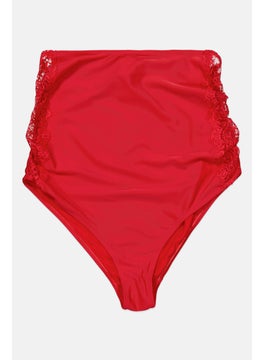 Buy Maternity Textured High Waist Bikini Bottom, Red in UAE