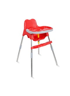 Buy Spotty Baby Feeding High Chair And Kids Dining High Chair with Foot Rest And Tray Red Color in UAE