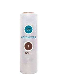 اشتري [1 Roll] Clear Stretch Film Wrap - 500mm Heavy Duty Plastic Shrink Wrap for Pallet Wrap, Packing, Moving and Packaging - Cling Wrap في الامارات