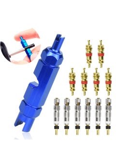 اشتري SYOSI 13Pcs Valve Core Remover Tool Kit Bike and Car Valve Core Repair Tool with Brass Replacement Presta and Schrader Valve Core Bike Bicycle Core Repair Tool For Universal Road Bike Car في الامارات