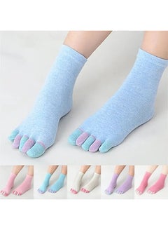 Buy 6 Pairs Unisex Toe Socks Cotton Crew Sock Five Finger Socks For Running Athletic in Saudi Arabia