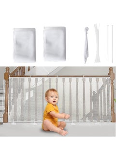 Buy Banister Guard for Baby - 78cm x 3m, Child Safety Net, Rail Balcony Banister Stair Mesh for Kids, Toys, Pets ,A Set of 2, White in Saudi Arabia