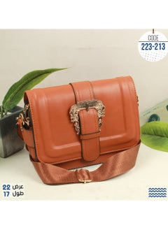 Buy Women's handbag, brown leather, size 22 * ​​17, high-quality material in Egypt