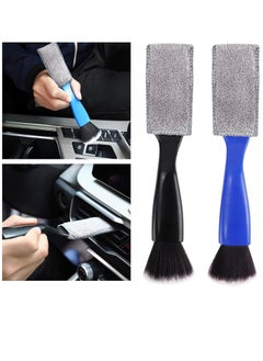 Buy Double Head Brush for Car Cleaning, Portable Car Interior Detailing Brush Car Dust Brush, 2 Pcs Super Soft Bristles Brush for Car Cleaning Seat Brush for Cleaning Air Vent Dashboard Screen in Saudi Arabia