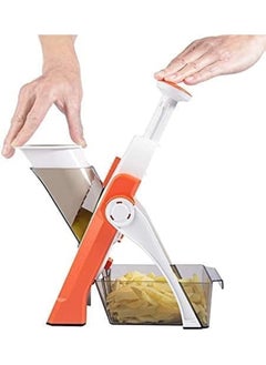 اشتري Safe Slicer Mandoline Cutter for Various Vegetables, a Versatile Chopper for Kitchen Accessories, Creates Preset Salad Thickness with Adjusters, It is Easy to Use and Clean, and has a Slim Storage في الامارات