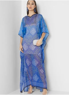 Buy Printed Cape Sleeve Kaftan in UAE