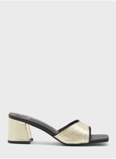 Buy Black Gold Block Heel Mule in UAE