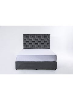 Buy Diana Queen Bed Velvet Grey 160x200 cm in UAE