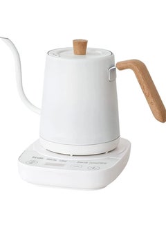 Buy Gooseneck Electric Kettle Temperature Control 0.8L, 4 Modes Pour Over Coffee and Tea Kettle Wood Handle, 100% Stainless Steel Inner with Leak Proof Design, 1000W Rapid Heating,Smart Control,White in UAE