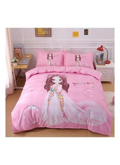 Buy Whimsical Pink Girl's Patterned Duvet Cover Set - 4-Piece Cotton Blend in Saudi Arabia