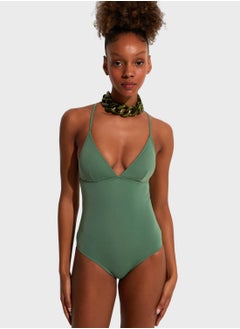 Buy Strappy Surplice Neck Swimsuit in UAE