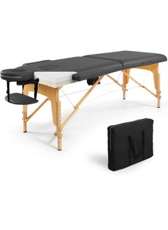 اشتري Premium Memory Foam Massage Table,Foldable And Portable Massage Bed,Height Adjustable Spa Bed,Facial Cradle Salon Bed Wooden Legs And Carry Case,185*70cm Black في السعودية