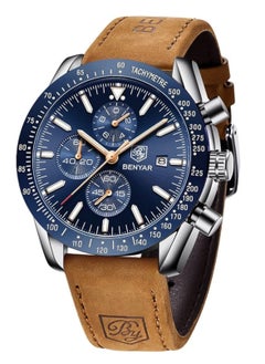 Buy Watches for Men Watch Quartz Luxury Leather Waterproof Chronograph Watch 5140 in Saudi Arabia