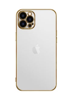 Buy iPhone 12 Pro Max Classic Series Clear Case with Electroplating Frame 6D Plating Camera Lens Protection Design Gold in UAE