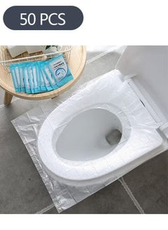 Buy 50 Pieces Disposable Plastic Toilet Seat Cover, Waterproof Non-Slip, Individually Wrapped for Travel in Egypt