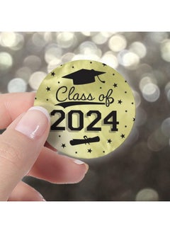 Buy Graduation Class Of 2024 Party Favor Stickers Graduation Stickers For Envelopes Bag Seals 1.75 In. Round 40 Labels (Gold Black) in UAE