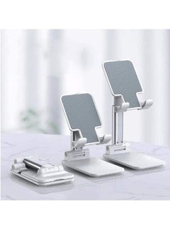 اشتري Portable Foldable Retractable Phone Tablet Stand Adjustable Height & Angle Aluminium Desktop Stands Dock Lazy Phone Holders for Work Study Watch Movies Play games في الامارات