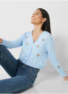 Buy Floral Printed Cropped Cardigan in UAE