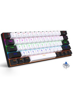 Buy 61keys Wired 60% Arabic English Mechanical Gaming Keyboard Blue Switch Full Anti-ghosting Portable Mini Keyboard for Windows Laptop PC Mac in UAE