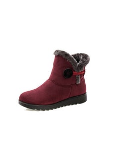 Buy Women's Cotton Shoes, Warm Cotton Boots Wine Red in Saudi Arabia