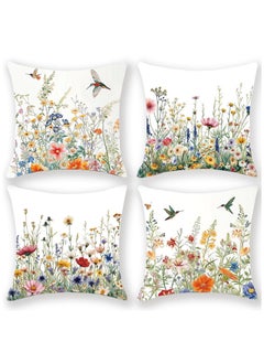 Buy Pillow Covers Set of 4, Throw Pillow Cover, Decorative Birds and Plant Cushion Covers 45cm x 45cm,For Living Room Sofa Couch Bed Pillowcases 18x18 inches（Double sided pattern） in Saudi Arabia