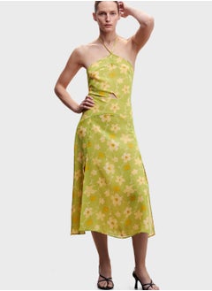 Buy Halter Neck Floral Cut Out Dress in Saudi Arabia