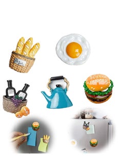 اشتري Refrigerator Magnets, Fun 3d Refrigerator Magnet Decoration Simulated Food Ornaments Message Stickers for Refrigerators, Whiteboards, Maps, Calendars, and Other Magnetic Items (5 Pieces) في الامارات