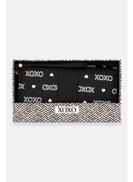 Buy Women Brand Logo Zip Around Wallet 10 H x 19 L x 2,5 cm, Black/White in UAE