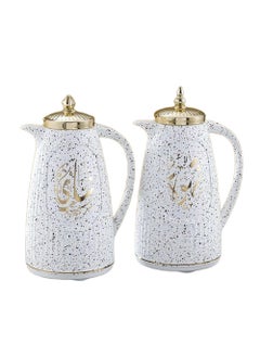 Buy Royal Camel Thermos Set Of 2 Pieces For Coffee And Tea White Granite 1 Liter in Saudi Arabia