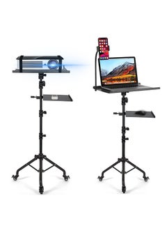 Buy Projector Laptop Floor Stand Portable Lectern Adjustable Folding Heavy Duty Tripod Base and All Metal Shelf in Saudi Arabia
