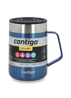 Buy Stainless Steel Insulated Thermal Mug with Splash-Proof Lid and Handle Blue and Silver 420ml 2174675 in Saudi Arabia