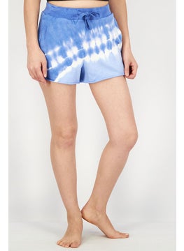 اشتري Women Tie,Dye Drawstring Short, Blue and White في السعودية